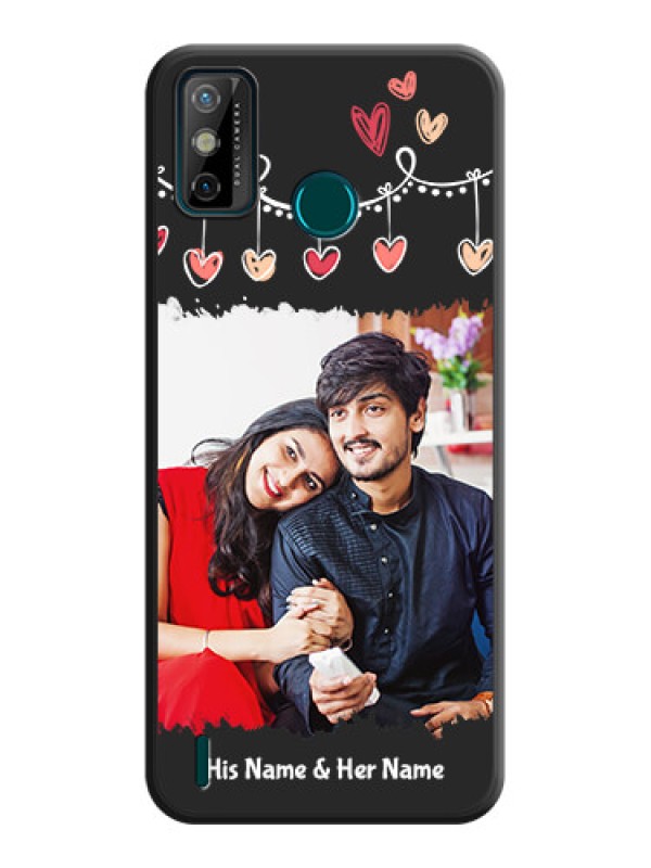 Custom Pink Love Hangings with Name on Space Black Custom Soft Matte Phone Cases - Tecno Spark 6 Go