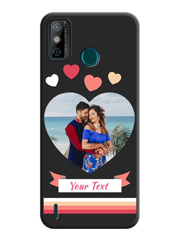 Custom Love Shaped Photo with Colorful Stripes on Personalised Space Black Soft Matte Cases - Tecno Spark 6 Go