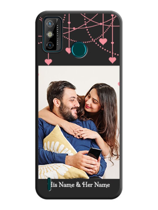 Custom Pink Love Hangings with Text on Space Black Custom Soft Matte Back Cover - Tecno Spark 6 Go