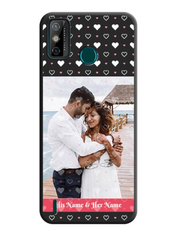 Custom White Color Love Symbols with Text Design on Photo on Space Black Soft Matte Phone Cover - Tecno Spark 6 Go