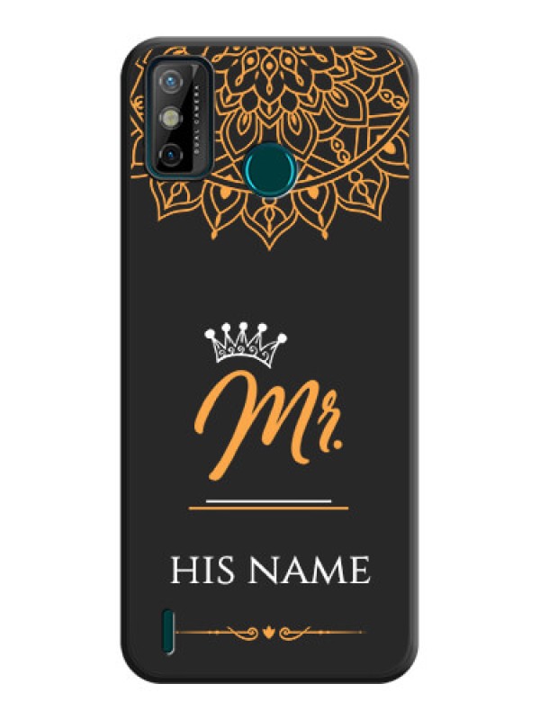 Custom Mr Name with Floral Design  on Personalised Space Black Soft Matte Cases - Tecno Spark 6 Go