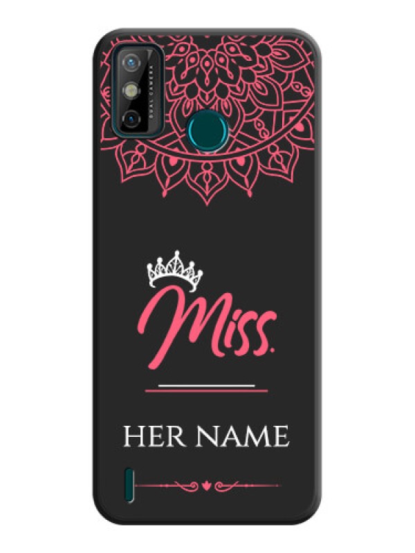 Custom Mrs Name with Floral Design on Space Black Personalized Soft Matte Phone Covers - Tecno Spark 6 Go