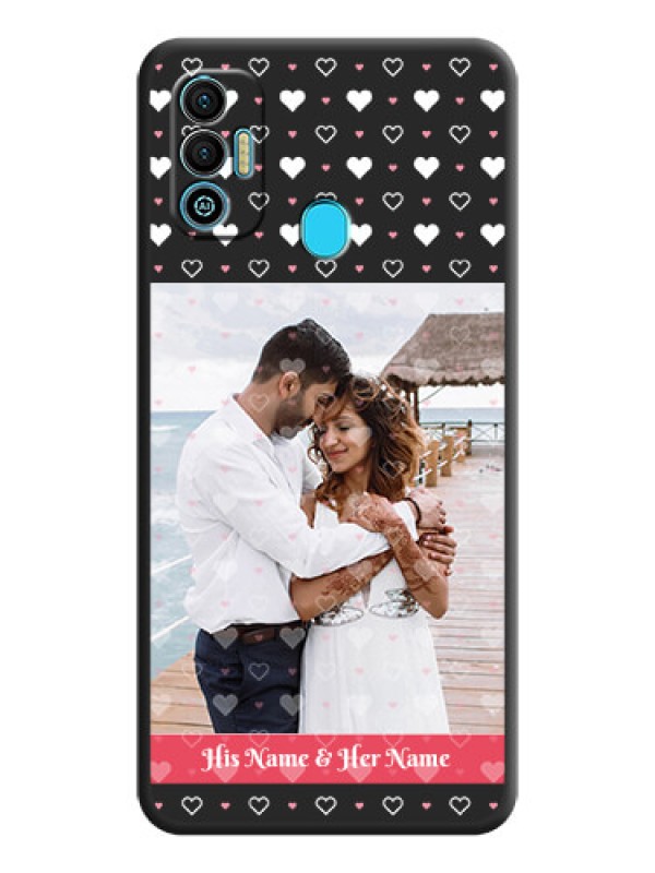 Custom White Color Love Symbols with Text Design on Photo on Space Black Soft Matte Phone Cover - Tecno Spark 7T