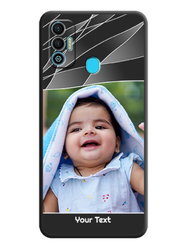 Custom Mixed Wave Lines on Photo on Space Black Soft Matte Mobile Cover - Tecno Spark 7T