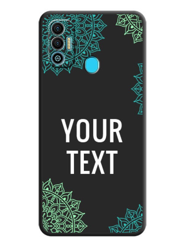 Custom Your Name with Floral Design on Space Black Custom Soft Matte Back Cover - Tecno Spark 7T