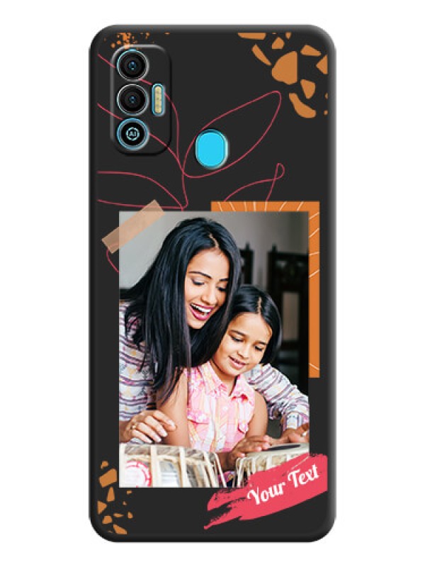 Custom Orange Photo Frame on Space Black Custom Soft Matte Phone Back Cover - Tecno Spark 7T