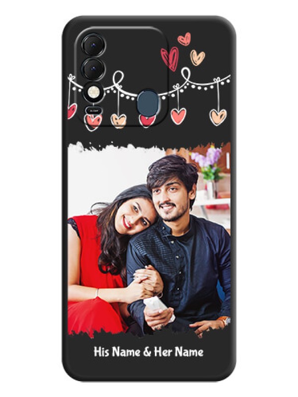 Custom Pink Love Hangings with Name on Space Black Custom Soft Matte Phone Cases - Tecno Spark 8