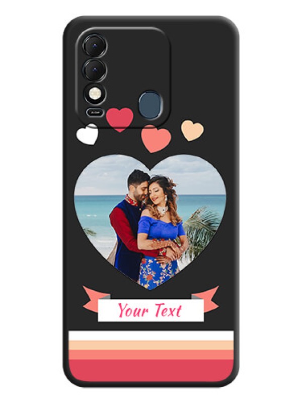 Custom Love Shaped Photo with Colorful Stripes on Personalised Space Black Soft Matte Cases - Tecno Spark 8