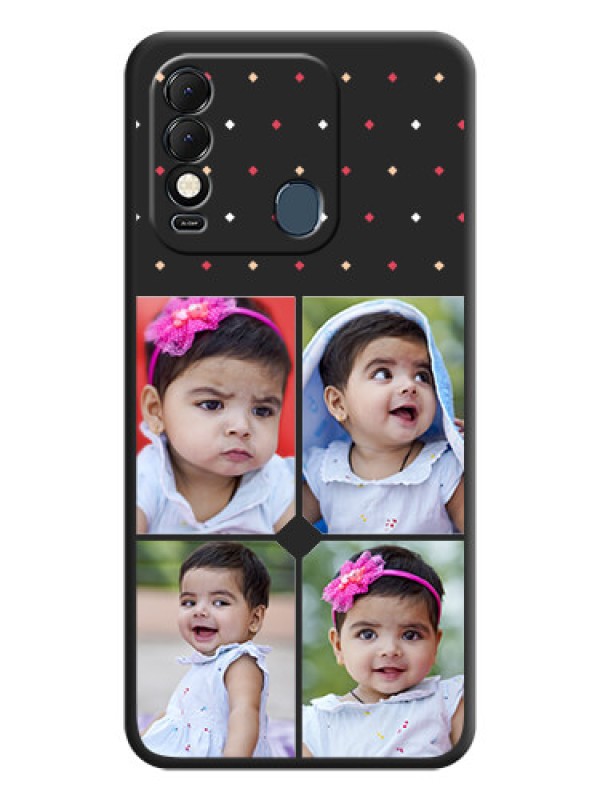 Custom Multicolor Dotted Pattern with 4 Image Holder on Space Black Custom Soft Matte Phone Cases - Tecno Spark 8