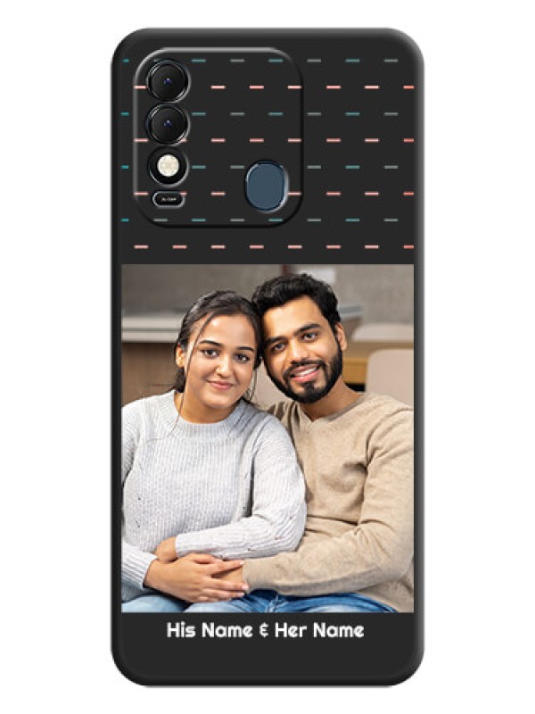 Custom Line Pattern Design with Text on Space Black Custom Soft Matte Phone Back Cover - Tecno Spark 8