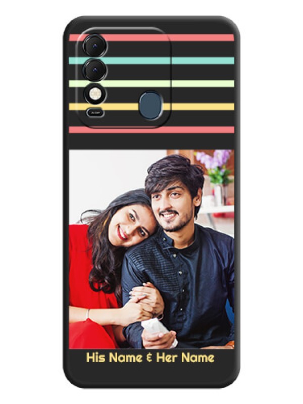 Custom Color Stripes with Photo and Text on Photo on Space Black Soft Matte Mobile Case - Tecno Spark 8