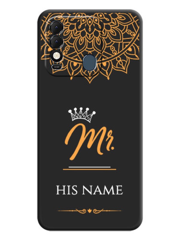 Custom Mr Name with Floral Design  on Personalised Space Black Soft Matte Cases - Tecno Spark 8