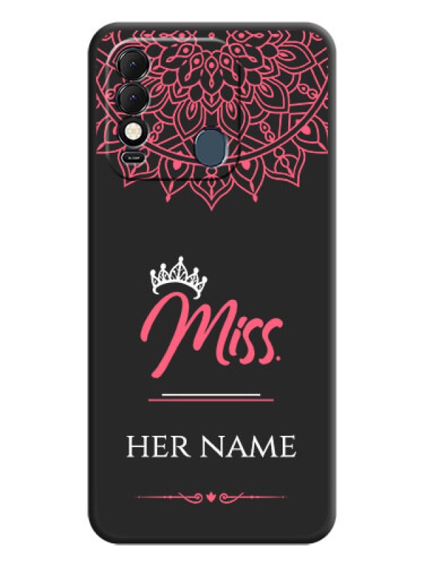Custom Mrs Name with Floral Design on Space Black Personalized Soft Matte Phone Covers - Tecno Spark 8