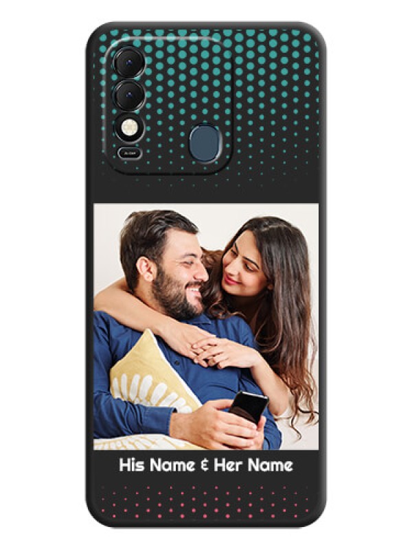 Custom Faded Dots with Grunge Photo Frame and Text on Space Black Custom Soft Matte Phone Cases - Tecno Spark 8