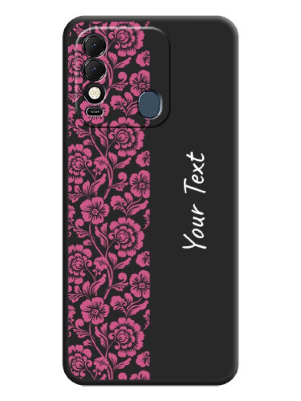 Custom Pink Floral Pattern Design With Custom Text On Space Black Personalized Soft Matte Phone Covers -Tecno Spark 8