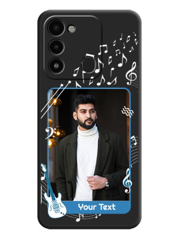 Custom Musical Theme Design with Text on Photo on Space Black Soft Matte Mobile Case - Tecno Spark 8C