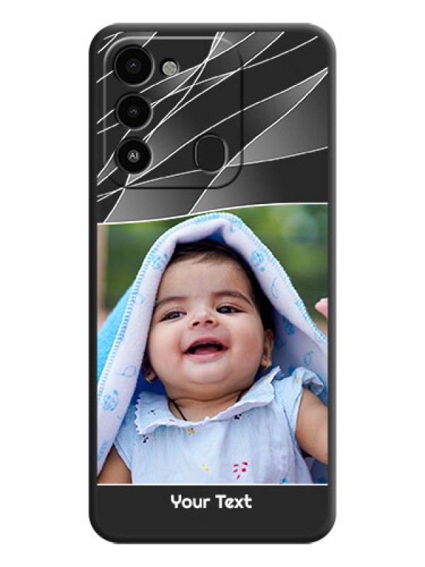 Custom Mixed Wave Lines on Photo on Space Black Soft Matte Mobile Cover - Tecno Spark 8C