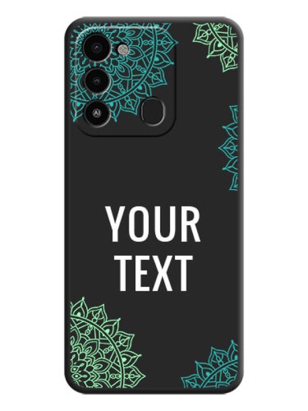 Custom Your Name with Floral Design on Space Black Custom Soft Matte Back Cover - Tecno Spark 8C