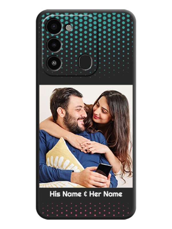 Custom Faded Dots with Grunge Photo Frame and Text on Space Black Custom Soft Matte Phone Cases - Tecno Spark 8C