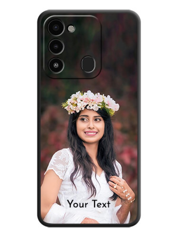 Custom Full Single Pic Upload With Text On Space Black Personalized Soft Matte Phone Covers -Tecno Spark 8C