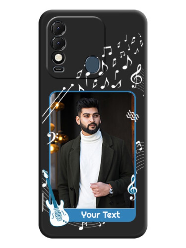 Custom Musical Theme Design with Text on Photo on Space Black Soft Matte Mobile Case - Tecno Spark 8T