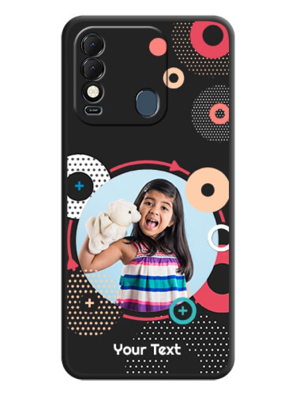 Custom Multicoloured Round Image on Personalised Space Black Soft Matte Cases - Tecno Spark 8T