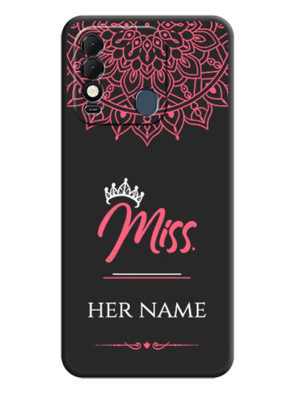 Custom Mrs Name with Floral Design on Space Black Personalized Soft Matte Phone Covers - Tecno Spark 8T