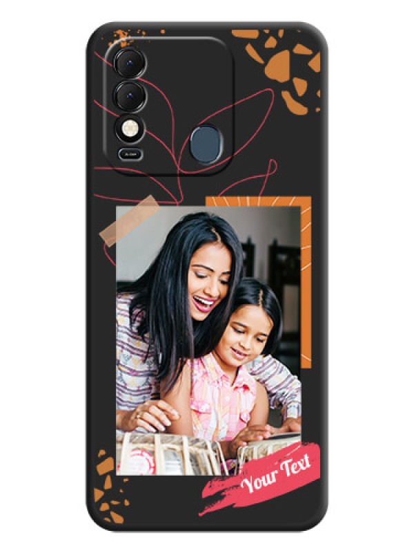 Custom Orange Photo Frame on Space Black Custom Soft Matte Phone Back Cover - Tecno Spark 8T