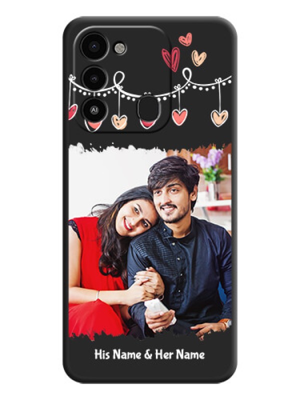 Custom Pink Love Hangings with Name on Space Black Custom Soft Matte Phone Cases - Tecno Spark 9