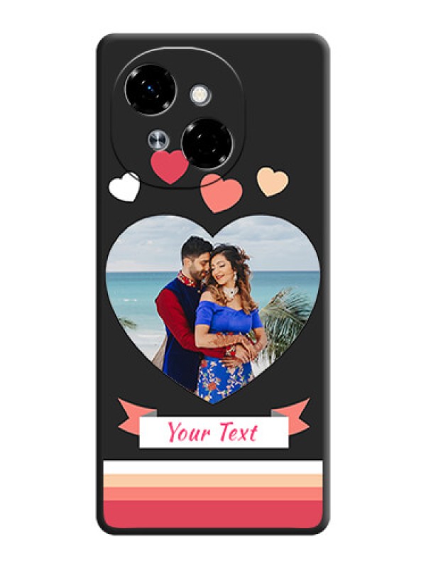 Custom Love Shaped Photo with Colorful Stripes On Space Black Custom Soft Matte Mobile Back Cover - Spark Go 1