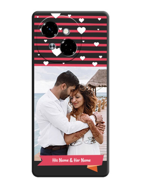 Custom White Color Love Symbols with Pink Lines Pattern On Space Black Custom Soft Matte Mobile Back Cover - Spark Go 1