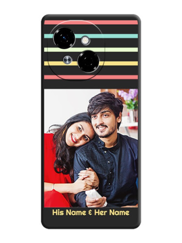 Custom Color Stripes with Photo and Text on Photo On Space Black Custom Soft Matte Mobile Back Cover - Spark Go 1