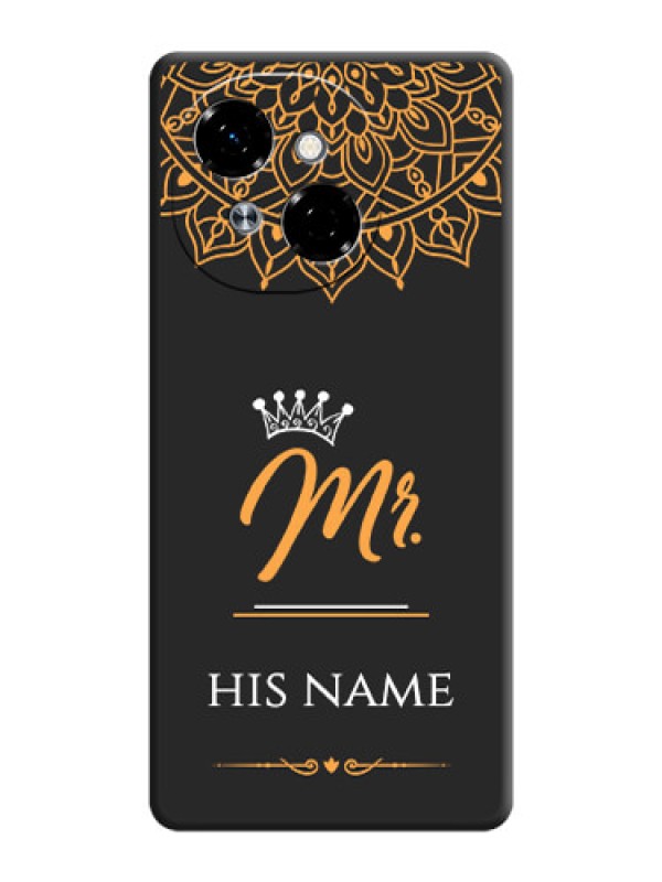 Custom Mr Name with Floral Design On Space Black Custom Soft Matte Mobile Back Cover - Spark Go 1