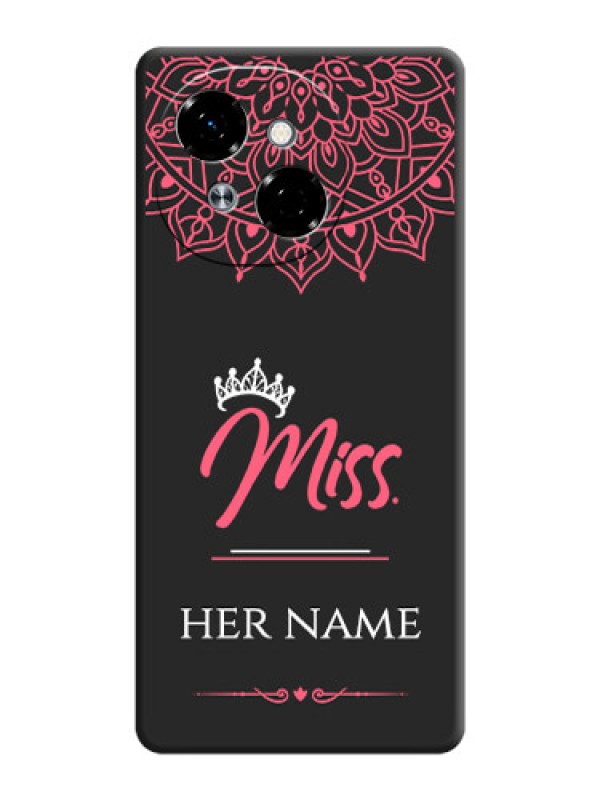 Custom Mrs Name with Floral Design On Space Black Custom Soft Matte Mobile Back Cover - Spark Go 1