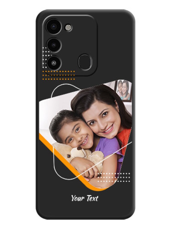 Custom Yellow Triangle on Photo on Space Black Soft Matte Phone Cover - Tecno Spark Go 2022