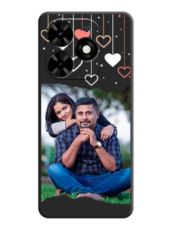 Custom Love Hangings with Splash Wave Picture on Space Black Custom Soft Matte Phone Back Cover - Tecno Spark Go 2024