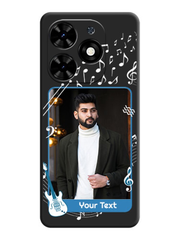 Custom Musical Theme Design with Text - Photo on Space Black Soft Matte Mobile Case - Tecno Spark Go 2024
