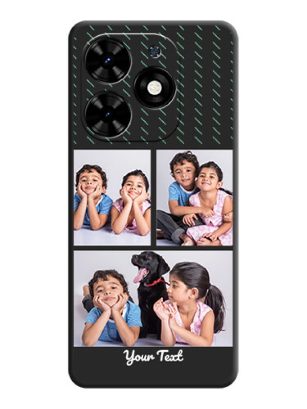 Custom Cross Dotted Pattern with 2 Image Holder on Personalised Space Black Soft Matte Cases - Tecno Spark Go 2024