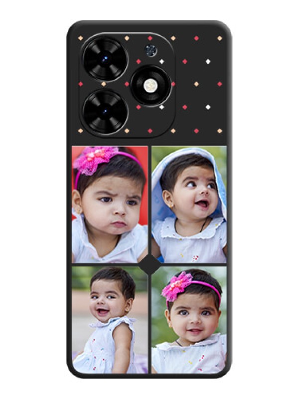 Custom Multicolor Dotted Pattern with 4 Image Holder on Space Black Custom Soft Matte Phone Cases - Tecno Spark Go 2024