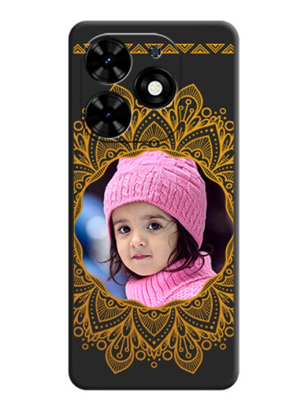 Custom Round Image with Floral Design - Photo on Space Black Soft Matte Mobile Cover - Tecno Spark Go 2024