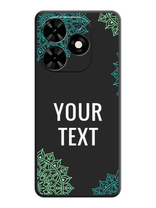 Custom Your Name with Floral Design on Space Black Custom Soft Matte Back Cover - Tecno Spark Go 2024