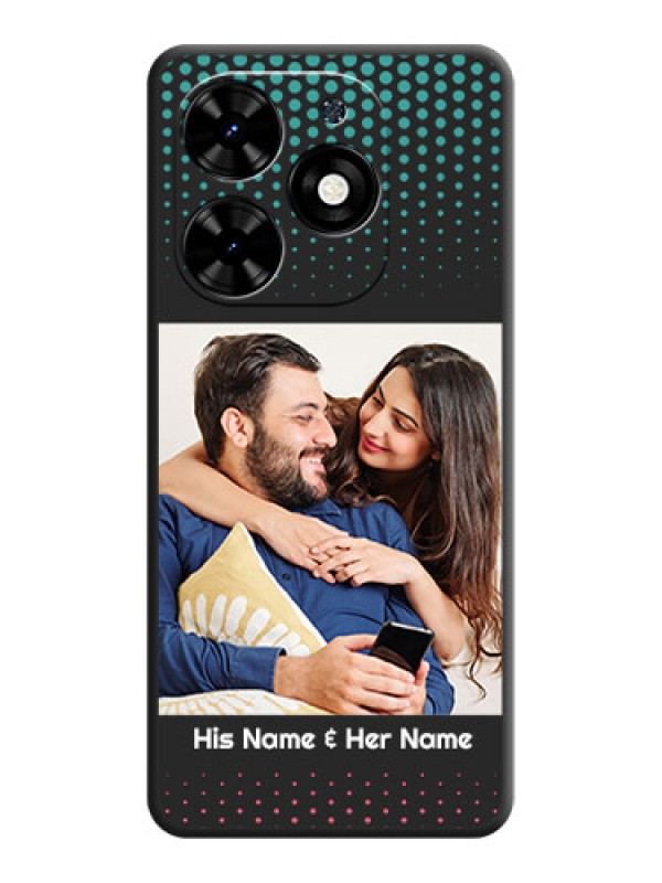 Custom Faded Dots with Grunge Photo Frame and Text on Space Black Custom Soft Matte Phone Cases - Tecno Spark Go 2024