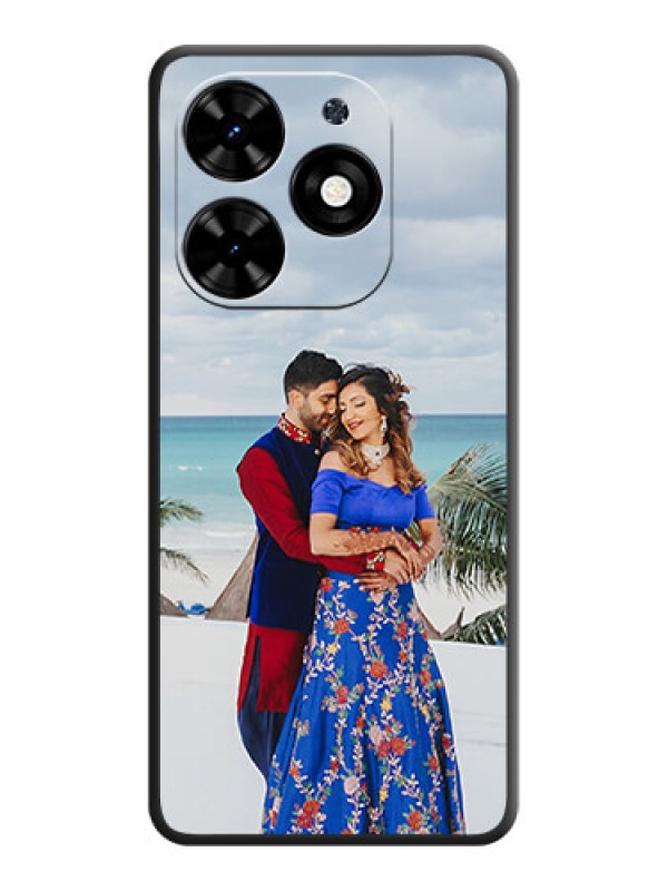 Custom Full Single Pic Upload On Space Black Personalized Soft Matte Phone Covers - Tecno Spark Go 2024