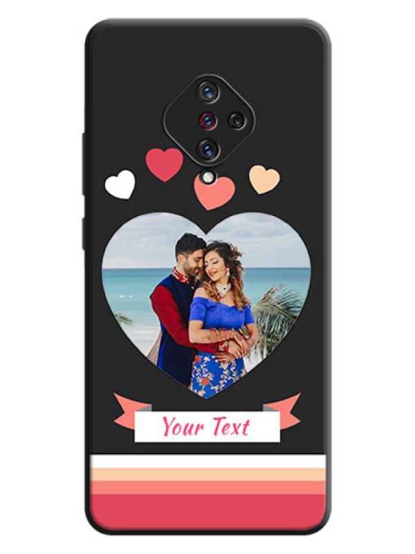 Custom Love Shaped Photo with Colorful Stripes on Personalised Space Black Soft Matte Cases - Vivo S1 Pro