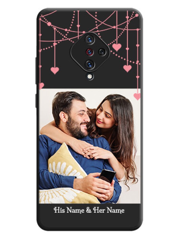 Custom Pink Love Hangings with Text on Space Black Custom Soft Matte Back Cover - Vivo S1 Pro