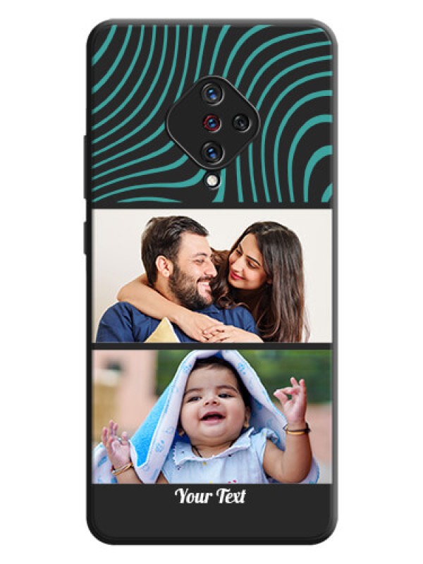 Custom Wave Pattern with 2 Image Holder on Space Black Personalized Soft Matte Phone Covers - Vivo S1 Pro
