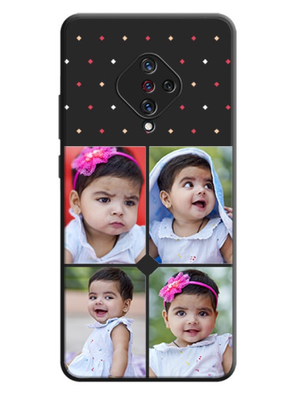 Custom Multicolor Dotted Pattern with 4 Image Holder on Space Black Custom Soft Matte Phone Cases - Vivo S1 Pro