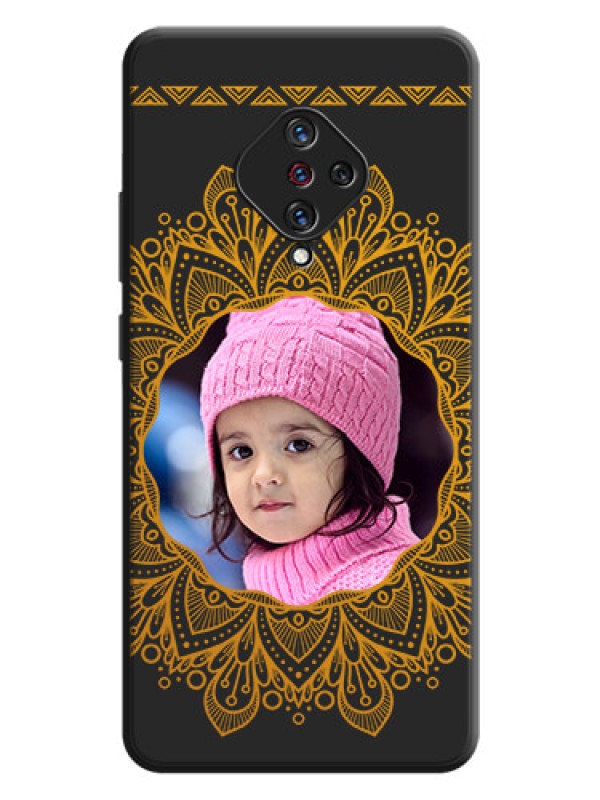 Custom Round Image with Floral Design - Photo on Space Black Soft Matte Mobile Cover - Vivo S1 Pro