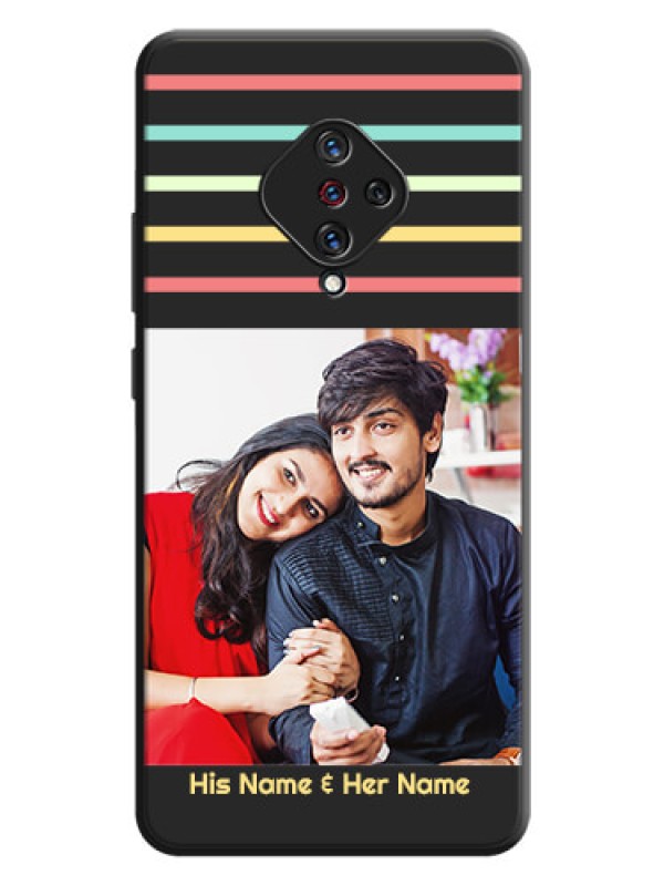 Custom Color Stripes with Photo and Text - Photo on Space Black Soft Matte Mobile Case - Vivo S1 Pro