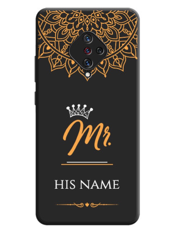 Custom Mr Name with Floral Design  on Personalised Space Black Soft Matte Cases - Vivo S1 Pro